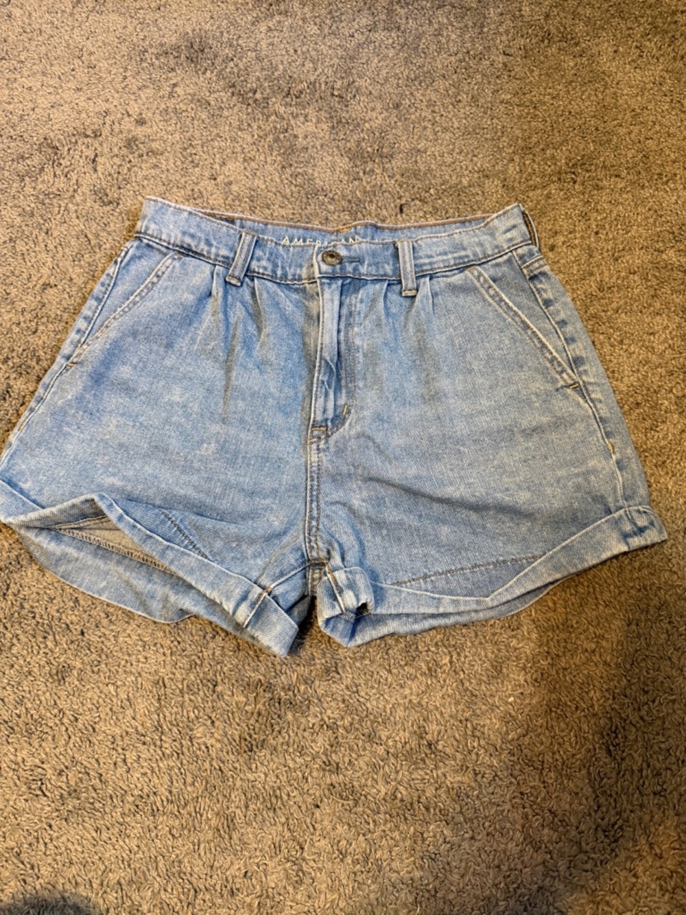 American Eagle Outfitters Light Blue High-Rise Denim Shorts